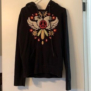 Black Lucky hoodie with dove design